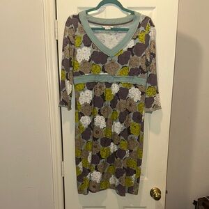 Boden Gray V-Neck Bell Sleeve Sweater Dress